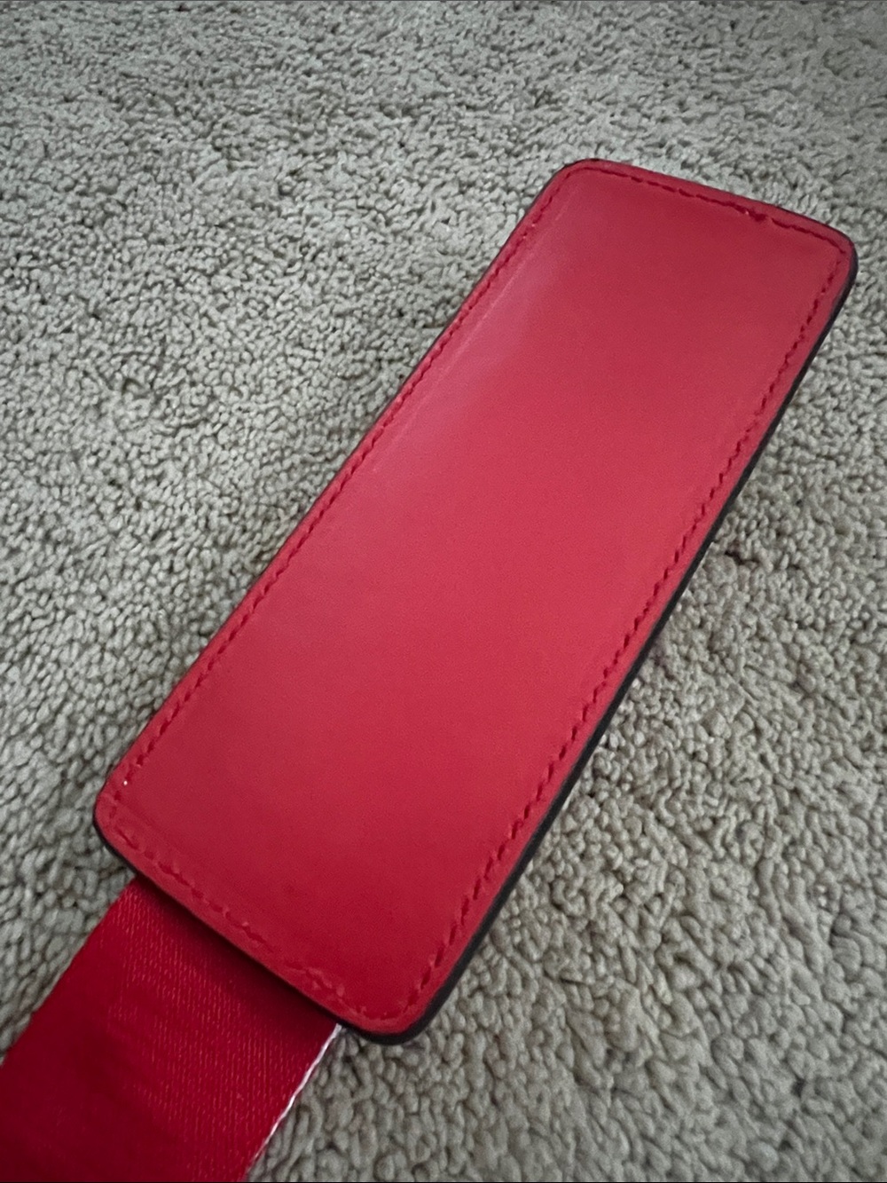 Christian Louboutin White and Red Embossed Leather Strap - Picture 5 of 9